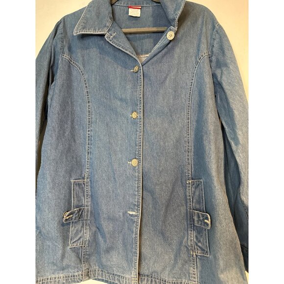 Tudor Court Women’s Large Denim Blazer Preppy Academia Western Chic Layering Y2K - Picture 1 of 8